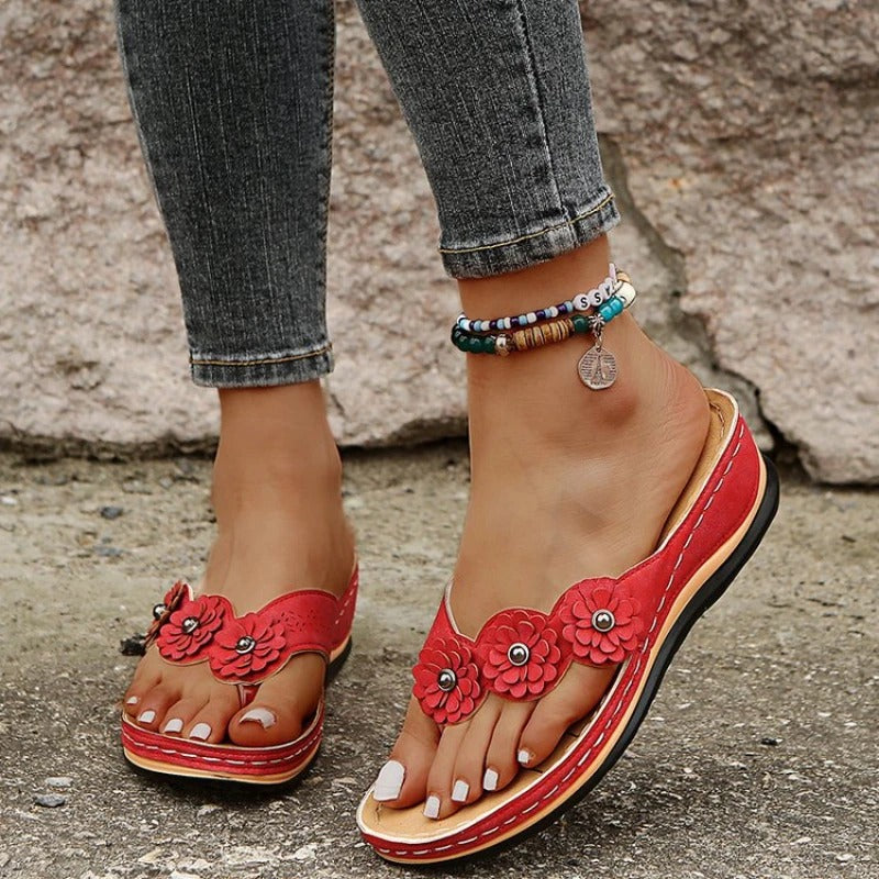Lily - Floral Low Heel Sandals